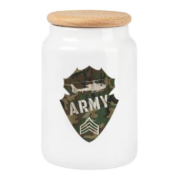 Army Armée Army Arm blason / hélicoptères militaires cadeaux - Boîte à biscuits avec couvercle en bois - blanc - Devant