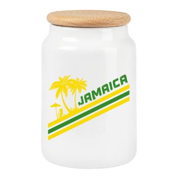Jamaica Palms / Gift Caribbean - Cookie Jar with Wooden Lid - white - Front