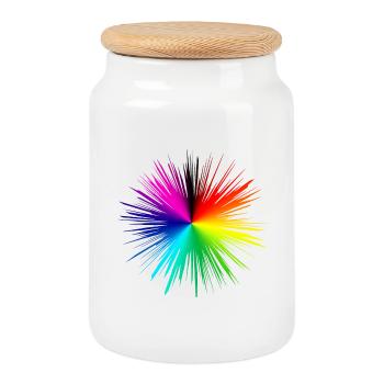 Explosion de couleur rafale radiale - Boîte à biscuits avec couvercle en bois - blanc - Devant