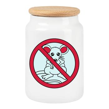 forbidden sign crossed out no mouse suess n - Cookie Jar with Wooden Lid - white - Front