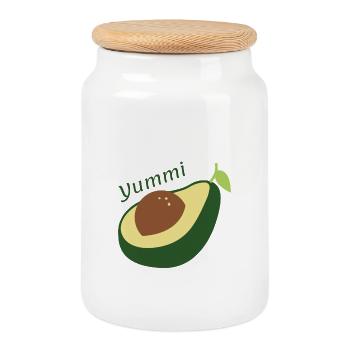 Motif d’avocat miammi - Boîte à biscuits avec couvercle en bois - blanc - Devant