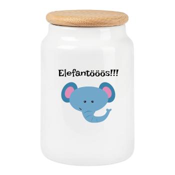 Blue Elephant Head Kids Shirt - Cookie Jar with Wooden Lid - white - Front