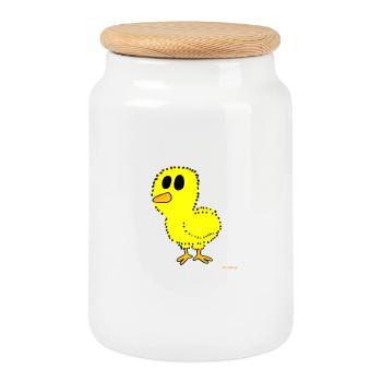 Chick / hatchling - Cookie Jar with Wooden Lid - white - Front