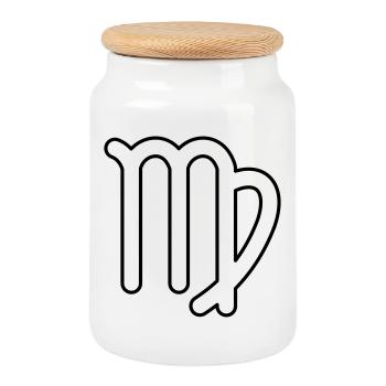 Virgo zodiac constellation zodiac sign - Cookie Jar with Wooden Lid - white - Front