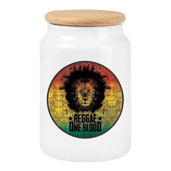 Reggae lion motif with gradient - Cookie Jar with Wooden Lid - white - Front