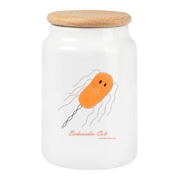 E. coli / Escherichia coli - bacterium - Cookie Jar with Wooden Lid - white - Front