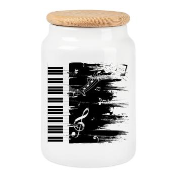 Klavier Musik black & white Geschenk - Keksdose mit Holzdeckel - Weiß - Vorne