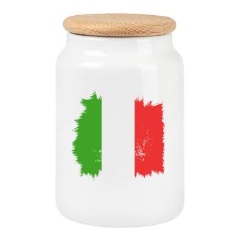 Drapeau italien - Boîte à biscuits avec couvercle en bois - blanc - Devant