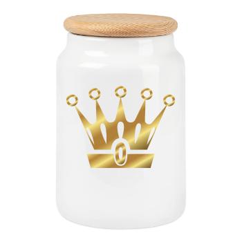 Couronne de couronnes King Queen JGA Wedding Bride Bräu - Boîte à biscuits avec couvercle en bois - blanc - Devant