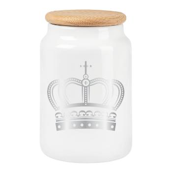 Couronne de couronnes King Queen JGA Wedding Bride Bräu - Boîte à biscuits avec couvercle en bois - blanc - Devant