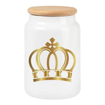 Couronne de couronnes King Queen JGA Wedding Bride Bräu - Boîte à biscuits avec couvercle en bois - blanc - Devant