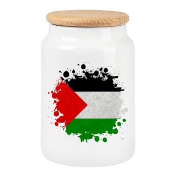 Palestine Taches de drapeau cadeau - Boîte à biscuits avec couvercle en bois - blanc - Devant