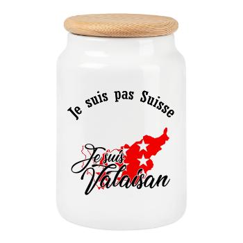 I am from Valais - Cookie Jar with Wooden Lid - white - Front