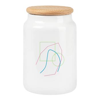 Modèle abstrait - Boîte à biscuits avec couvercle en bois - blanc - Devant
