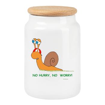 Humorous snail with saying - relaxed - Cookie Jar with Wooden Lid - white - Front