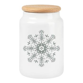 Schneeflocken-Ornament - Keksdose mit Holzdeckel - Weiß - Vorne