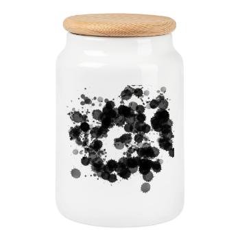 Abstract Color Spots – Black & Stylish - Cookie Jar with Wooden Lid - white - Front