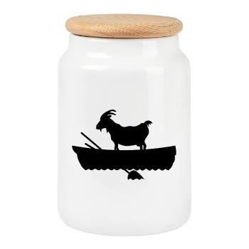 G.O.A.T. Chèvre dans le bateau - Boîte à biscuits avec couvercle en bois - blanc - Devant