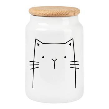 Katze Kätzchen Geschenkidee für Katzenfreunde - Keksdose mit Holzdeckel - Weiß - Vorne