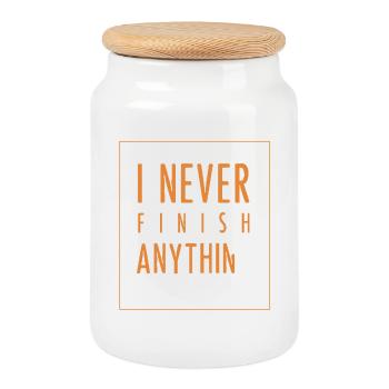 I Never Finish Anything - Cookie Jar with Wooden Lid - white - Front
