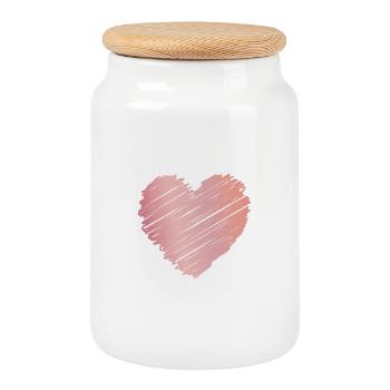 Pinkes Herz Kritzeloptik – Romantik Motiv - Keksdose mit Holzdeckel - Weiß - Vorne