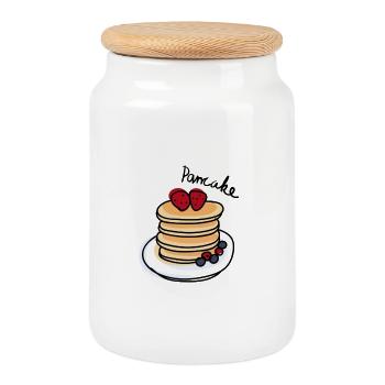 Pancake & Berries – Breakfast Fan Shirt - Cookie Jar with Wooden Lid - white - Front