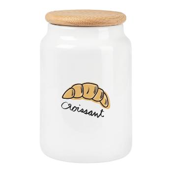 Croissant Lettering – French Breakfast - Cookie Jar with Wooden Lid - white - Front