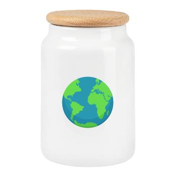 Planet Earth Minimalist – Style Travel & Éco - Boîte à biscuits avec couvercle en bois - blanc - Devant