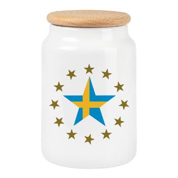 Suède & Étoiles - Boîte à biscuits avec couvercle en bois - blanc - Devant