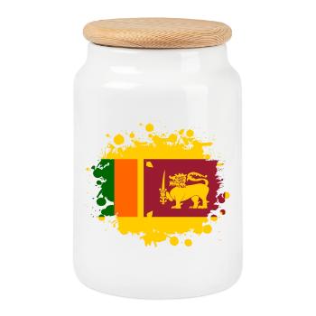 Sri Lanka Klecks / Geschenk Flagge Südasien Asien - Keksdose mit Holzdeckel - Weiß - Vorne