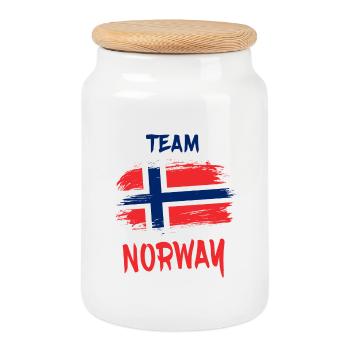 Team Norwegen / Geschenk Skandinavien Oslo - Keksdose mit Holzdeckel - Weiß - Vorne