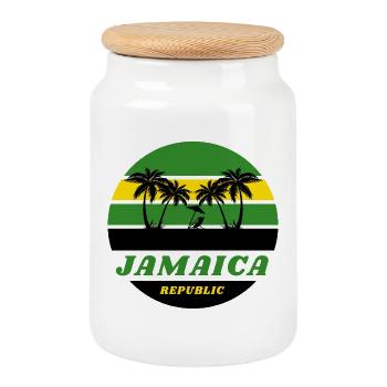 Jamaïque République / Cadeau Caraïbes Jamaica - Boîte à biscuits avec couvercle en bois - blanc - Devant