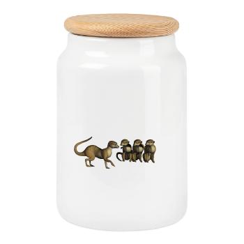 fun meerkats - Cookie Jar with Wooden Lid - white - Front