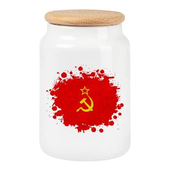 URSS De La Colle / Union soviétique Cadeau communiste - Boîte à biscuits avec couvercle en bois - blanc - Devant