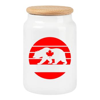 Canada ours avec feuille d’érable / cadeau Amérique du Nord - Boîte à biscuits avec couvercle en bois - blanc - Devant