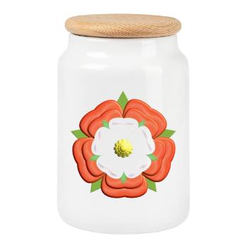 Tudor Rose - Keksdose mit Holzdeckel - Weiß - Vorne
