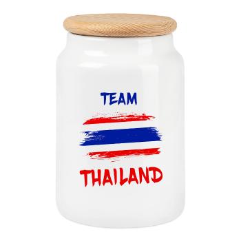 Team Thailand / Flagge Geschenk Bangkok Thai - Keksdose mit Holzdeckel - Weiß - Vorne