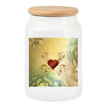 Merveilleux coeur décoratif - Boîte à biscuits avec couvercle en bois - blanc - Devant