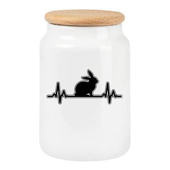 Hare - Cookie Jar with Wooden Lid - white - Front