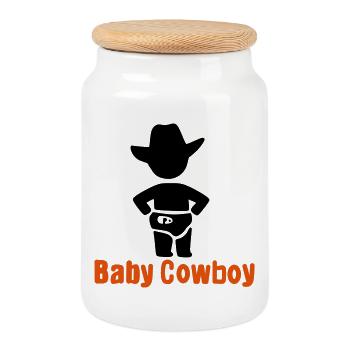 Baby Cowboy - Keksdose mit Holzdeckel - Weiß - Vorne