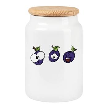 Des pruneaux drôles - Boîte à biscuits avec couvercle en bois - blanc - Devant