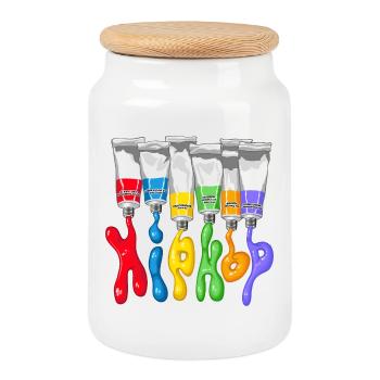 Hip Hop tubes - Cookie Jar with Wooden Lid - white - Front