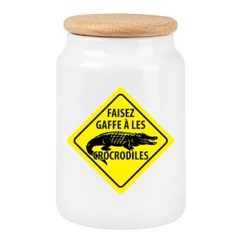 Signe Avertissement Crocodiles - Boîte à biscuits avec couvercle en bois - blanc - Devant