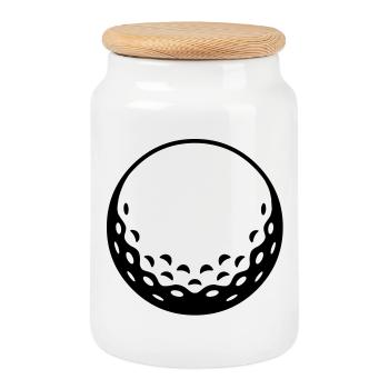 Golfball - einfärbbar - Keksdose mit Holzdeckel - Weiß - Vorne