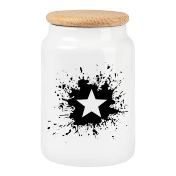 Unknown design - Upload image - Cookie Jar with Wooden Lid - white - Front
