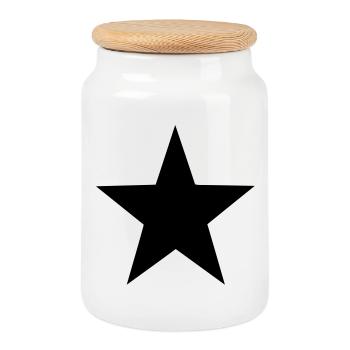 star_stern - Cookie Jar with Wooden Lid - white - Front