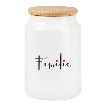 Family heart love decoration gift - Cookie Jar with Wooden Lid - white - Front