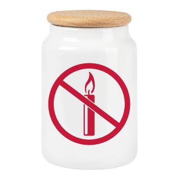 zone forbidden sign no flame fire candle awake - Cookie Jar with Wooden Lid - white - Front