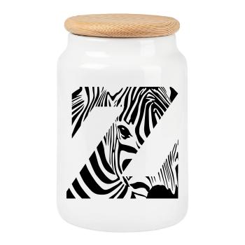 Zebra Mix Mono Black - Keksdose mit Holzdeckel - Weiß - Vorne