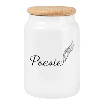 Poesie Feder Dichtung Lyrik Handschrift Geschenk - Keksdose mit Holzdeckel - Weiß - Vorne